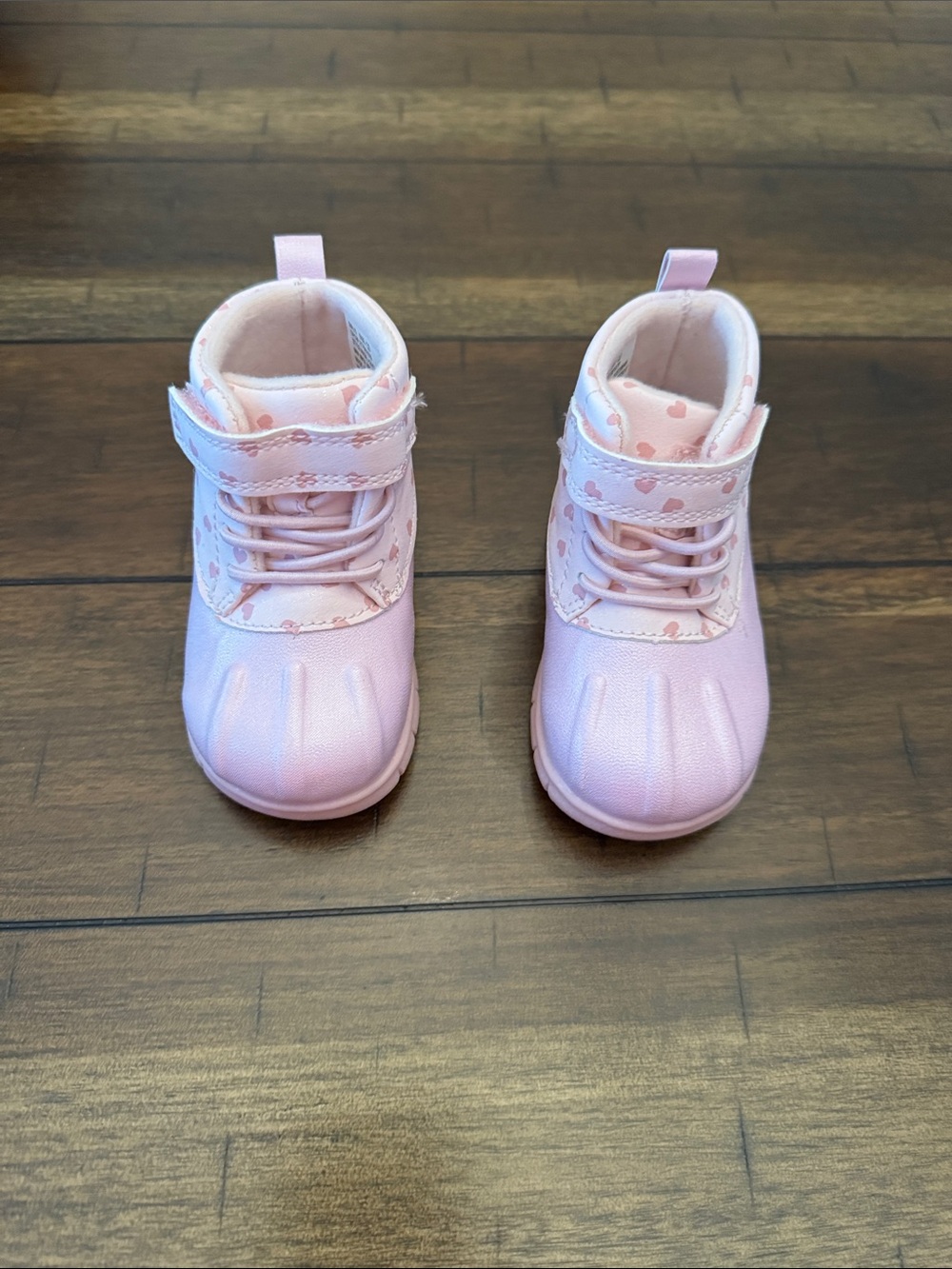 Carter’s Kids Pink Heart Rain Boots with Velcro Closure